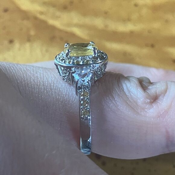 Natural Yellow Sapphire Sterling Silver Ring Size 7 - Picture 3 of 10